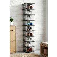 Living and Home 9-Tier Foldable Shoe Cabinet Shoe Storage Box in Black