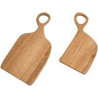 Living and Home 2pcs Wooden Chopping & Steak Serving Boards Cutting Boards Set w/ Handle in Natural | Size: 2 Pack