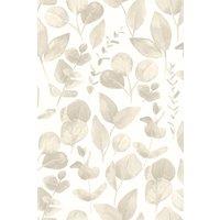 Hoopla Walls Watercolour Leaves - Oyster 10m Wallpaper in Light Beige
