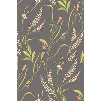 Hoopla Walls Springtime Meadow - Charcoal & Coral 10m Wallpaper