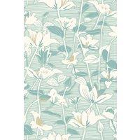 Hoopla Walls Lino Leaves - Duck Egg 10m Wallpaper in Duck Egg Blue