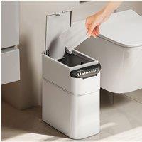Living and Home Slim Press-type Rubbish Bin Trash Can with Lid Kitchen Bathroom Dustbin in White