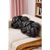 Living and Home 2Pcs Unique Knot Design Throw Pillows for Home Decor in Dark Grey