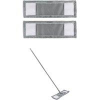 JVL Extendable Microfibre Mop with 2 Replacement Heads - Grey