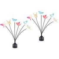 Gardenwize Pack of 2 Solar Iridescent Butterfly Stake Light Warm LED Garden Light