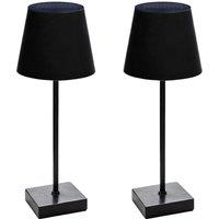 Gardenwize Pair of Black Solar Table Lamps - LED Outdoor Garden Lights