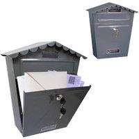 BARGAINS-GALORE Steel Post Box Large Mailbox Wall Mount Parcel Storage Organiser Grey