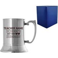 Uniqueful Personalised Teacher Metal Tankard School's Out For Summer Design in Silver | Size: 450ml