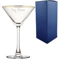 Uniqueful Personalised Script Name Engraved Gold Rim Martini Glass for Friend in Clear | Size: 100ml