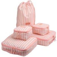 Cabin Max Classic Striped 5-Piece Packing Cube Set in Pink