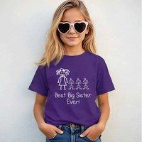 60 SECOND MAKEOVER Best Big Sister Ever Triplets T-Shirt in Purple | Size: 14-15 Years