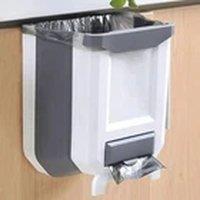 EONLION 9L Folding Kitchen Waste Bin Hanging Over Cabinet Door in White