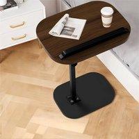 FLAVORA Adjustable C-Shaped Black Walnut Sofa Side Table for Coffee Laptop in Brown