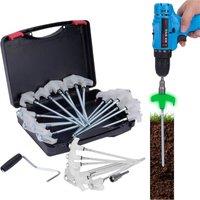SPETLEK 21X Screw In Heavy Duty Drill Top Ground Pegs In Case