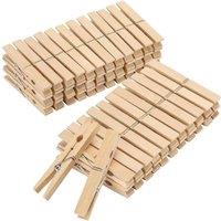 SPETLEK 100 Bamboo Clothes Pegs 9.5cm Wooden Laundry Clips in Brown