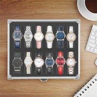 Nordara 12 Slot Aluminium Watch Jewellery Display Storage Case in Silver