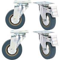 Nordara 4Pcs 100mm Heavy Duty Castor Wheels Swivel Brake 600KG