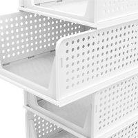 SPETLEK 4 Tier Stackable Folding Wardrobe Organiser Closet Storage Box in White
