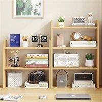 SPETLEK 4 Tier Wood Desktop Bookshelf Bookcase Organizer Desk in Brown