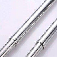 SPETLEK 68-120cm Adjustable Extendable Clothes Rail Wardrobe Rod in Metallic Silver