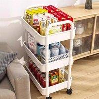 Nordara 3-Tier Rolling Storage Cart, Narrow Rack for Kitchen, Bathroom Laundry in White