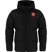 Arsenal FC Boy's Kids Hooded Quilted Jacket Winter Coat in Black | Size: 8-9 Years