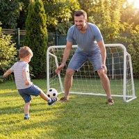 Costway Kids Soccer Goal Mini Metal Football Goal Post System for Backyard in White