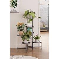 Living and Home 7-Tier Rotating Plant Stand Display Shelf Flower Rack Potted Holder in Black | Size: XL