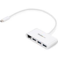 StarTech.com 3-port Usb-c Hub With Gigabit Ethernet in White