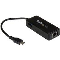 StarTech.com Usb-c To Gigabit Network Adapter With Usb 3.0 Port in Black