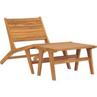 Berkfield Home Garden Chair with Footrest Solid Teak Wood in Brown