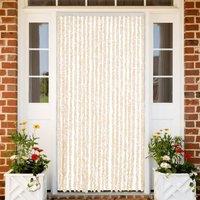 Berkfield Home Fly Curtain Beige & White 90x220 cm Chenille
