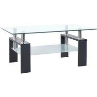 Berkfield Home Coffee Table Grey & Transparent 95x55x40 cm Tempered Glass | Size: 95 x 55 x 40 cm