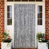 Berkfield Home Fly Curtain Grey & Black & White 90x200 cm Chenille