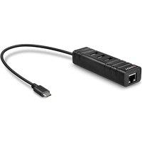Lindy Usb 3.2 Type C Hub & Gigabit Ethernet Converter in Black