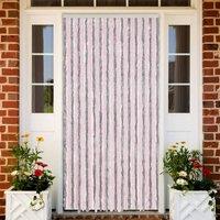 Berkfield Home Fly Curtain Silver Grey & Pink 118x220 cm Chenille