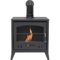 OKO Bio Ethanol Fires S4 Bio Ethanol Stove in Charcoal Grey with Angled Stove Pipe
