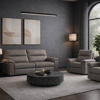 Aspire Marlowe Real Leather Power Recliner 3+1+1 Sofa Set with USB Charging in Grey