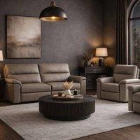 Aspire Marlowe Real Leather Power Recliner 3+1+1 Sofa Set with USB Charging in Taupe
