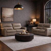 Aspire Marlowe Real Leather Power Recliner 3+2 Sofa Set with USB Charging in Taupe