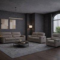 Aspire Marlowe Real Leather Power Recliner 3+2+1 Sofa Set with USB Charging in Grey