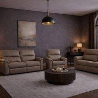 Aspire Marlowe Real Leather Power Recliner 3+2+1 Sofa Set with USB Charging in Taupe