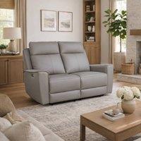 Aspire Rivington Real Leather Power Recliner 2 Seater Sofa with USB Charging in Grey