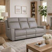 Aspire Rivington Real Leather Power Recliner 3 Seater Sofa with USB Charging in Grey