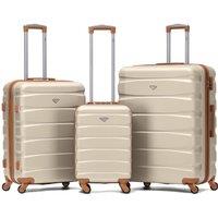 Flight Knight Set of 3 Hard Shell Suitcase Cabin & Check in Cases with TSA Lock in Nude | Size: 3 Pack