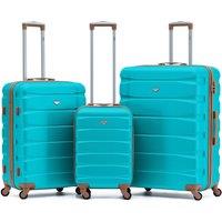 Flight Knight Set of 3 Hard Shell Suitcase Cabin & Check in Cases with TSA Lock in Aqua | Size: 3 Pack