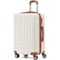 Flight Knight Medium 26 Hard Shell Check in Suitcase 8 Spinner Wheels Hold Luggage in Cream | Size: Cabin