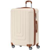 Flight Knight Large 30 Hard Shell Check in Suitcase 8 Spinner Wheels Hold Luggage in Cream