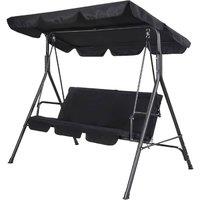 BARGAINS-GALORE 3 Seater Garden Swing Chair Black Seat Hammock Swinging Metal Seat