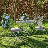 Dibor Vintage 3 Piece Cream Alfresco Garden Dining Table & Chair Folding Bistro Set | Size: Large